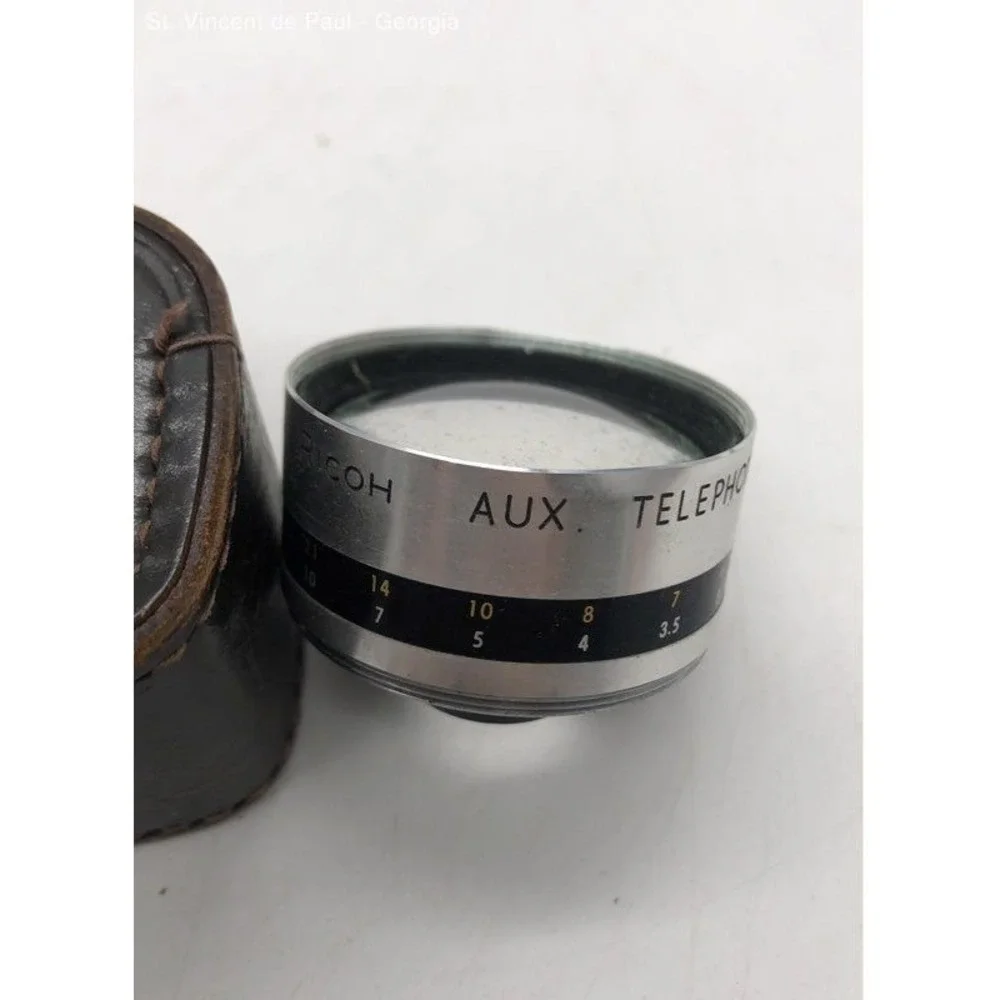 Ricoh AUX Telephoto Lens 1:2.8 4.5cm & Ricoh Flash Unit BC 605 Untested W/ Case
